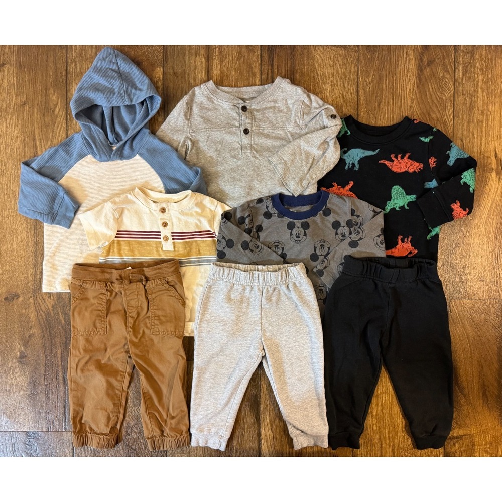 Toddler Baby Boy Clothes Bundle 18 Months Shirts Pants Long Sleeve Mickey Dinos